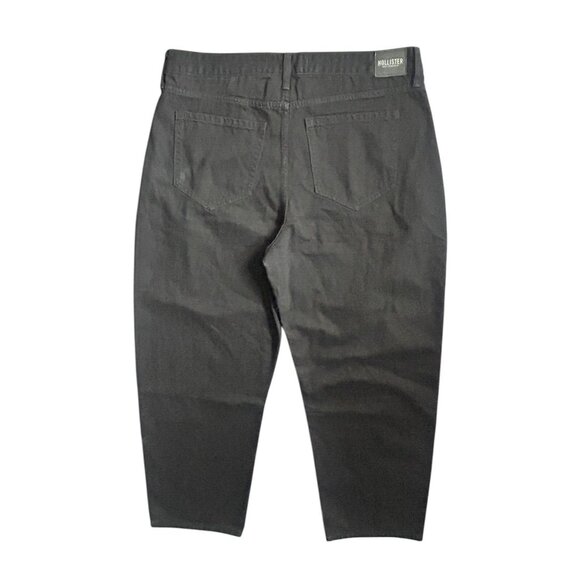 Hollister Women's Plus Size High-Rise Barrel Jeans Black Pleated Denim 17L - Picture 4 of 13